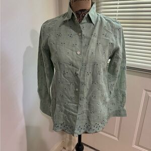 NWOT Ralph Lauren Sage Green button down linen Shirt size PS